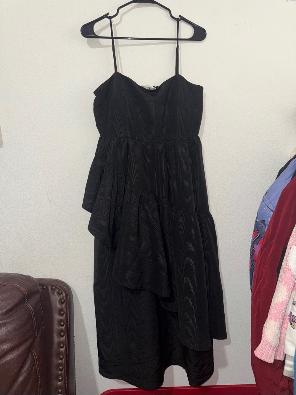 kate spade Black Ruffled Spaghetti-Strap A-Line Dress